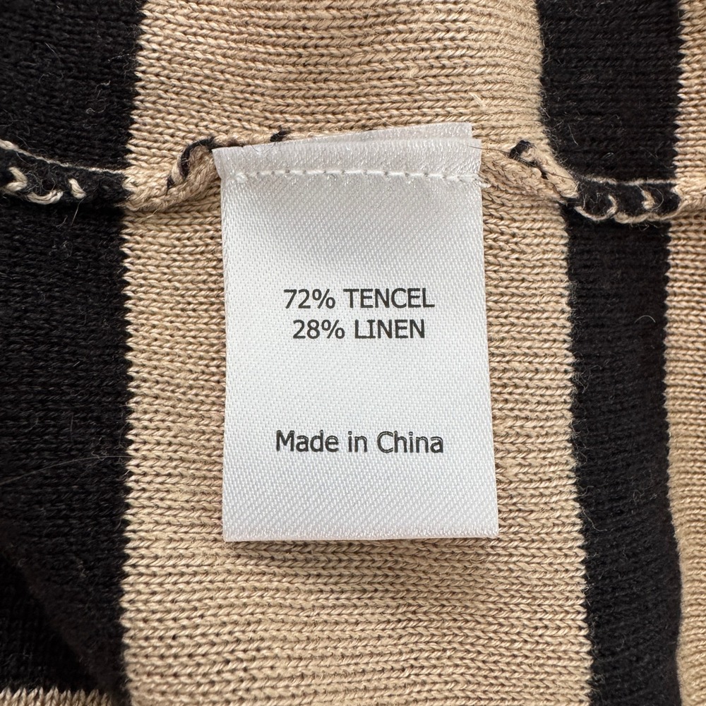 La Ligne Serge Cardigan Medium Tan Black Striped V-Neck Button Front Lightweight - Picture 11 of 13